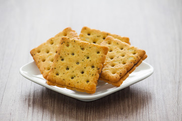 A plate of cracker biscuit