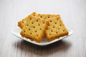 A plate of cracker biscuit