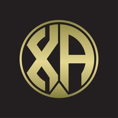 XA Logo monogram circle with piece ribbon style on gold colors