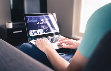 Testing new responsive website design. Freelance graphic and web designer working from home. UI and...