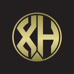 XH Logo monogram circle with piece ribbon style on gold colors