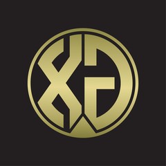 XG Logo monogram circle with piece ribbon style on gold colors