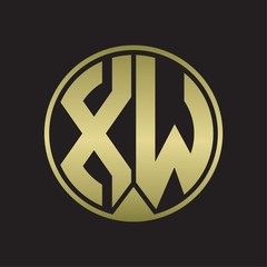 XW Logo monogram circle with piece ribbon style on gold colors
