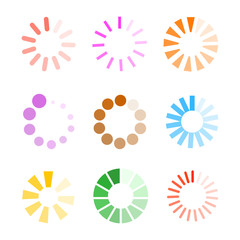 set of loading icons on white background.