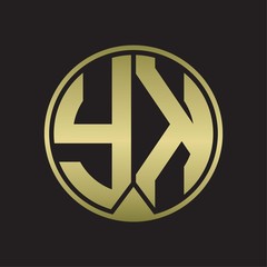 YK Logo monogram circle with piece ribbon style on gold colors