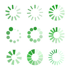 set of loading icons on white background.