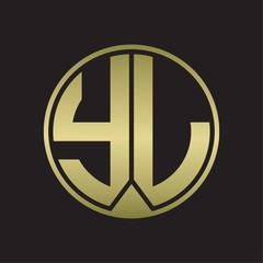 YL Logo monogram circle with piece ribbon style on gold colors