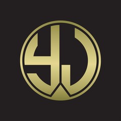 Obraz premium YJ Logo monogram circle with piece ribbon style on gold colors