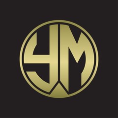 YM Logo monogram circle with piece ribbon style on gold colors