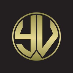 YV Logo monogram circle with piece ribbon style on gold colors