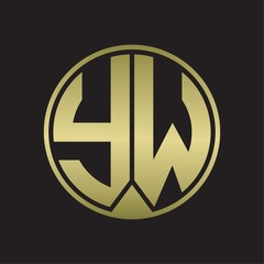YW Logo monogram circle with piece ribbon style on gold colors