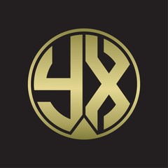 YX Logo monogram circle with piece ribbon style on gold colors