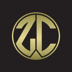 ZC Logo monogram circle with piece ribbon style on gold colors