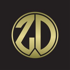 ZD Logo monogram circle with piece ribbon style on gold colors