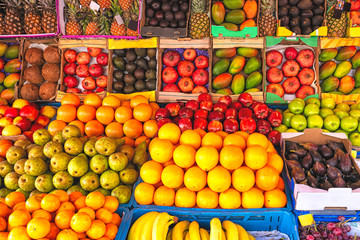 Fresh exotic fruits on the street market