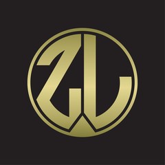 ZL Logo monogram circle with piece ribbon style on gold colors