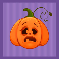 Cartoon vector illustration of cute funny Halloween pumpkin. Isolated on white. Emoticon. Halloween icon. eps 10 mascot