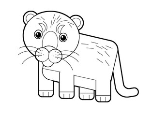 cartoon sketchbook scene with happy american cat puma on white background - illustration