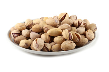 Pistachio nuts isolated on white