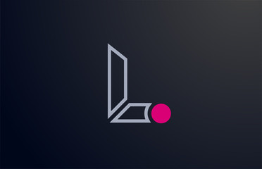 blue pink line L alphabet letter logo design with circle icon for company and business