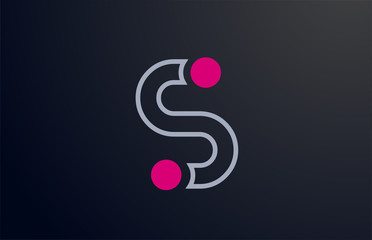 blue pink line S alphabet letter logo design with circle icon for company and business