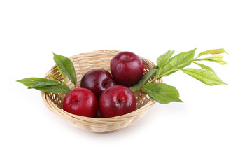 Plums and leaves