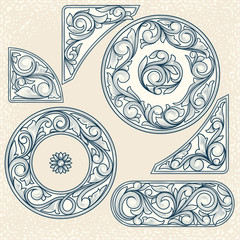 Vintage decorative floral design elements