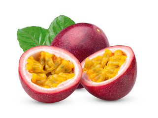 Passion fruit  on the white background. full depth of field