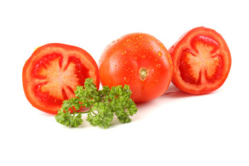 Tomato with halves and parsley