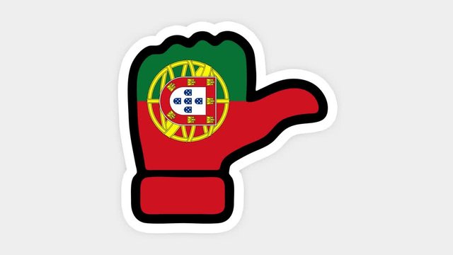 vertical screen, Vertical format. Drawing, animation is in form of like, heart, chat, thumb up with the image of Portugal flag . White background
