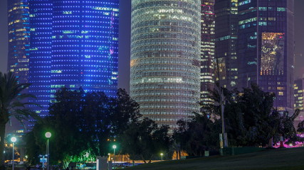 The high-rise district of Doha night timelapse