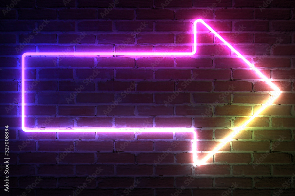 Poster Arrow Neon Light Frame withBlank Space for Your Design. 3d Rendering