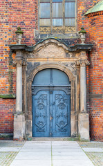 Close-up of the northern side portal of the St. Mary Magdalene Church Wroclaw, Poland. It was...