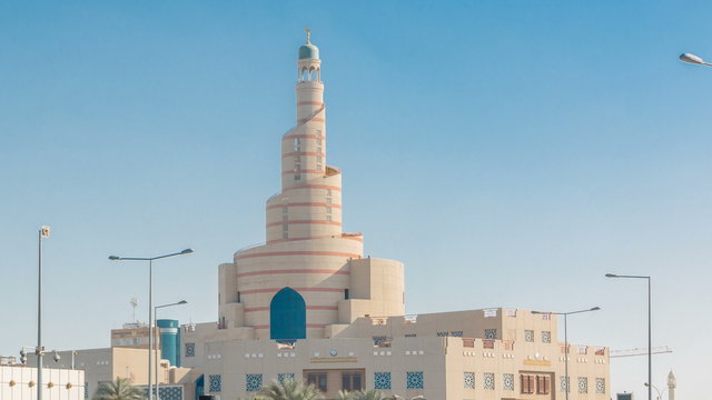 Qatar Islamic Cultural Centre timelapse in Doha, Qatar, Middle-East.