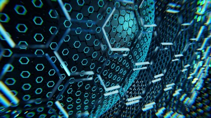 Hexagon with planets or element, stars and galaxies or hexagon in outer space showing the beauty of space exploration.