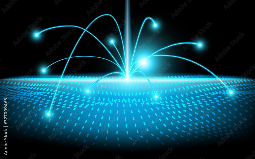 Poster dot light spread from center to around show connection and brodcasting, technology network abstract 