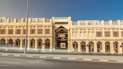 Naklejka premium Souq Waqif timelapse in Doha, Qatar.