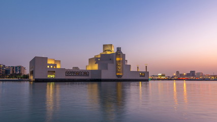 Museum of Islamic Art in Doha day to night timelapse, Qatar