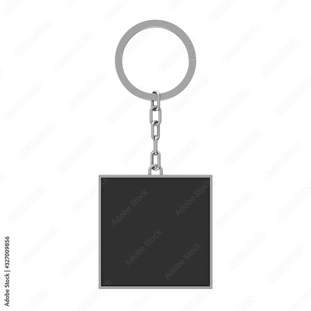 Poster elegant black rectangle keychain with blank space for your design. 3d rendering