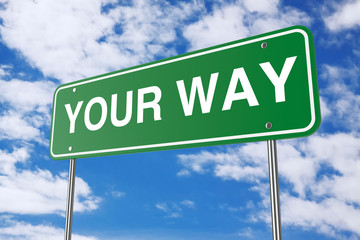 Your Way Road Sign. 3d Rendering