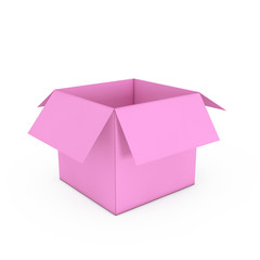 Open Empty Pink Cardboard Paper Box. 3d Rendering