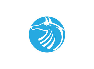 horse head in circle steed or mare for logo design illustration on white background
