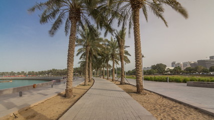 Walk in the MIA Park timelapse, located on one end of the seven kilometers long Corniche in the Qatari capital, Doha.