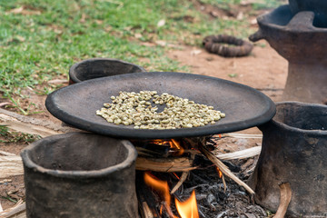 Roasting of green coffee beans