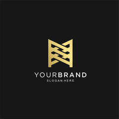 Monogram Letter M Logo Luxury With Thin Black Monogram Outline Contour. Modern Trendy Letter M Design Vector Illustration . Universal geometric symbol