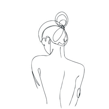 Continuous line drawing. Woman body. Vector Illustration for spa, tshirt, nails, poster