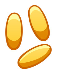 Isolated fish fat capsule for health on white background