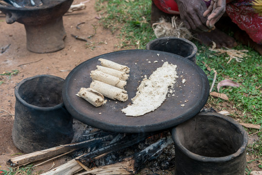 Making of false banana bread-kocho - in Ethiopia