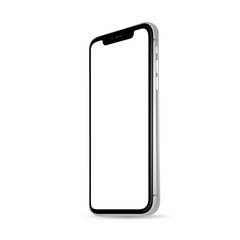 Mockup smartphone left object isolated on background.