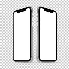 Mockup smartphone realistically perspective right and left background png  isolated on background.